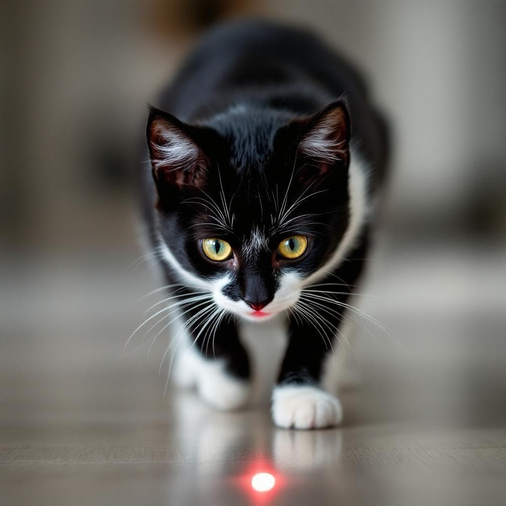 The mighty hunter stalks the elusive red dot