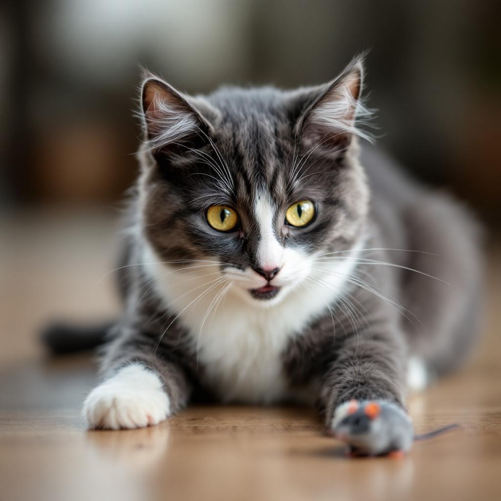 Victory pose with her conquered mouse