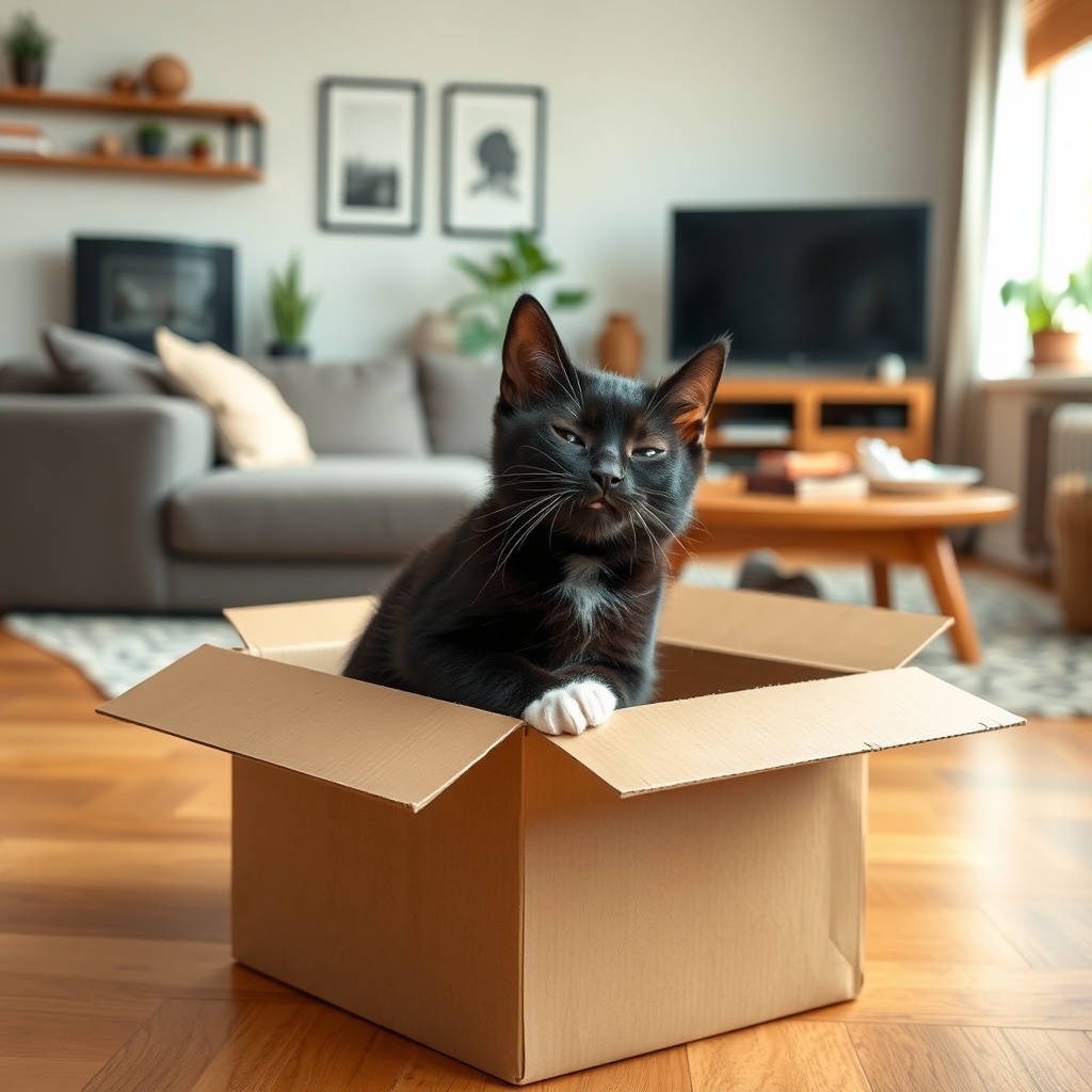 Exploring his cardboard kingdom by feel