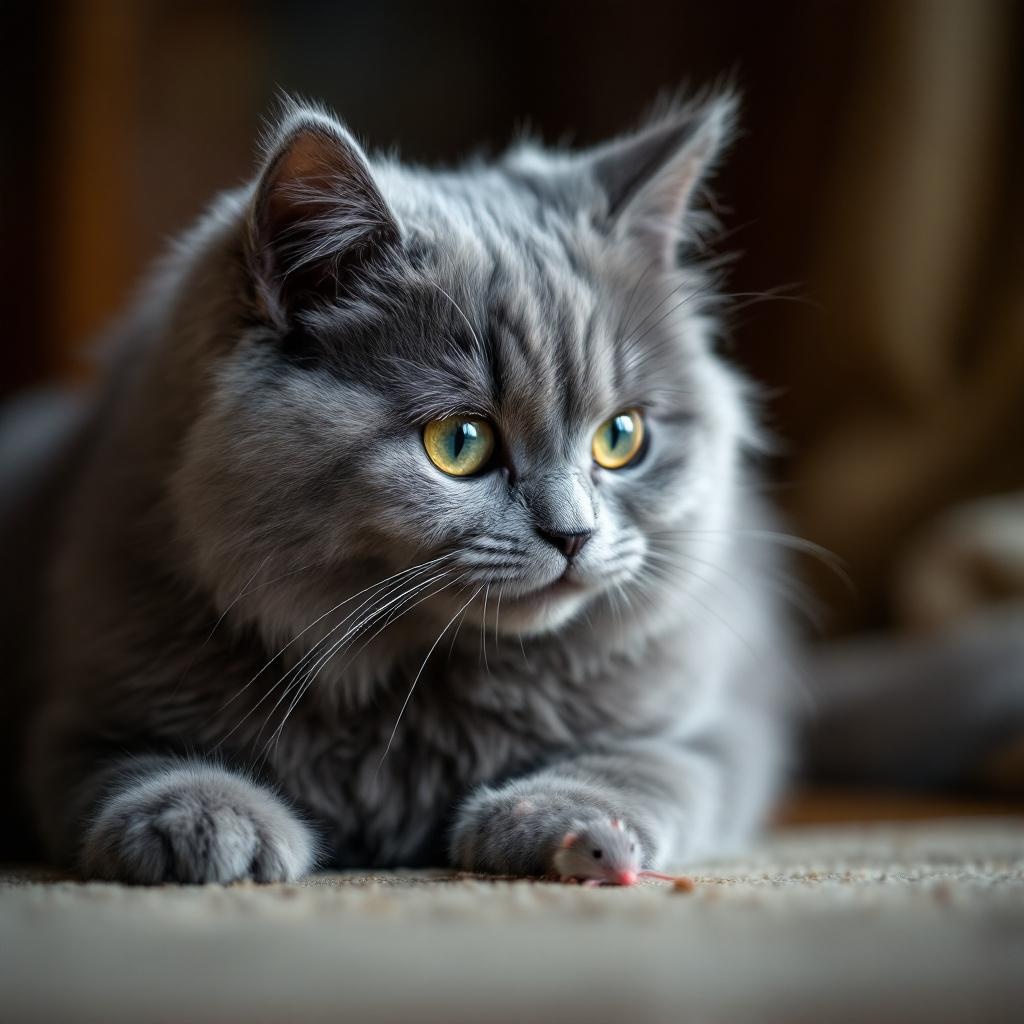 Graceful paw placement on the toy