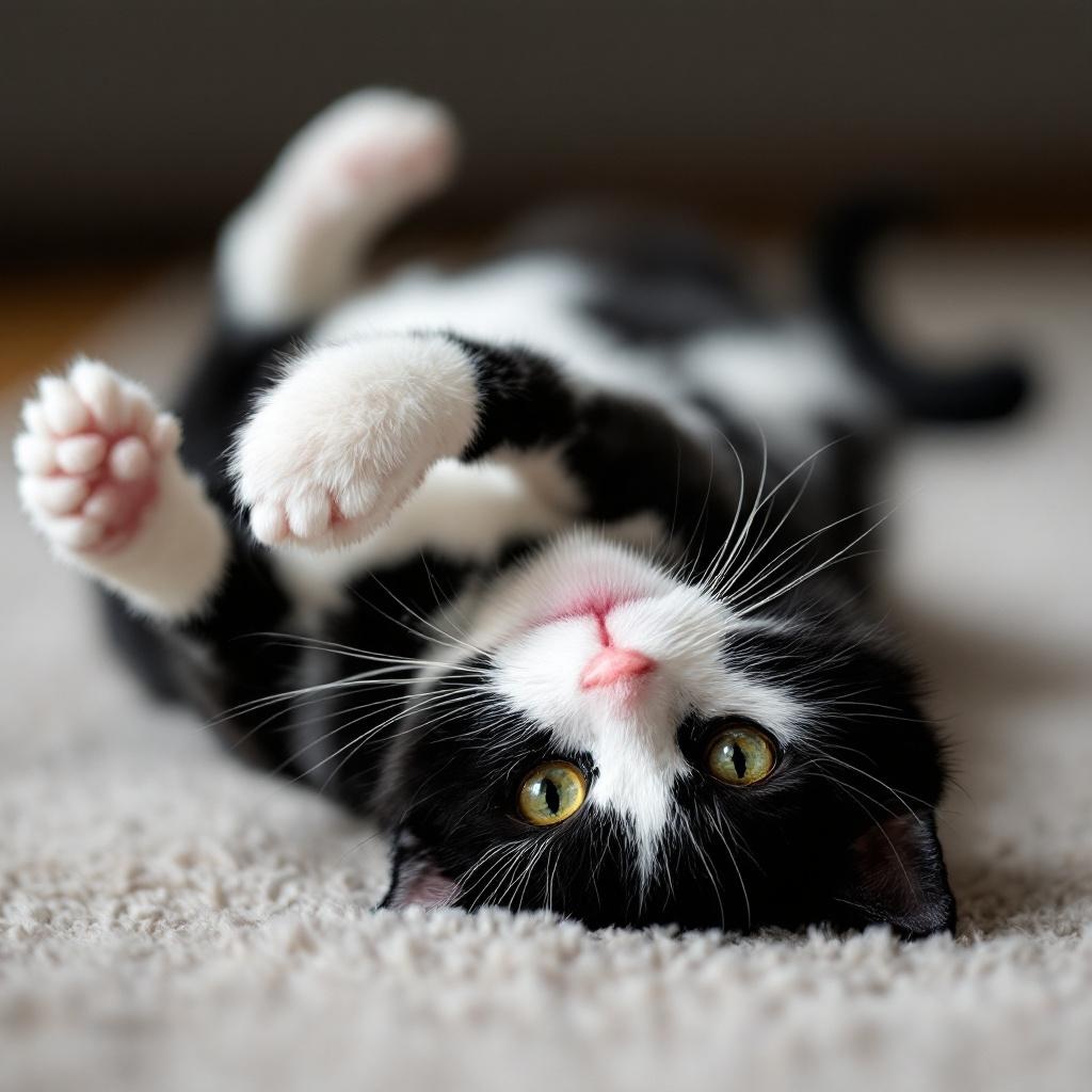 Playful rolls with her favorite jingle ball